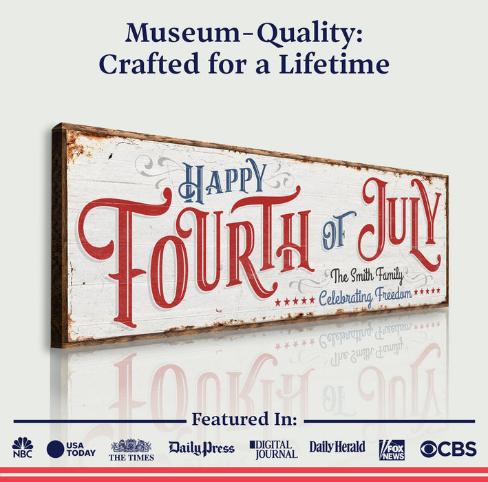 Happy 4th Of July Personalized Canvas Decor | Independence Day Canvas Home Wall Art | Red White And Blue Canvas | Living Room Wall Decor