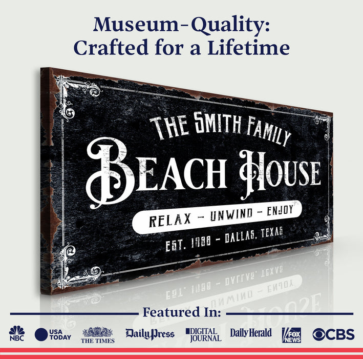 Beach House Personalized Sign III