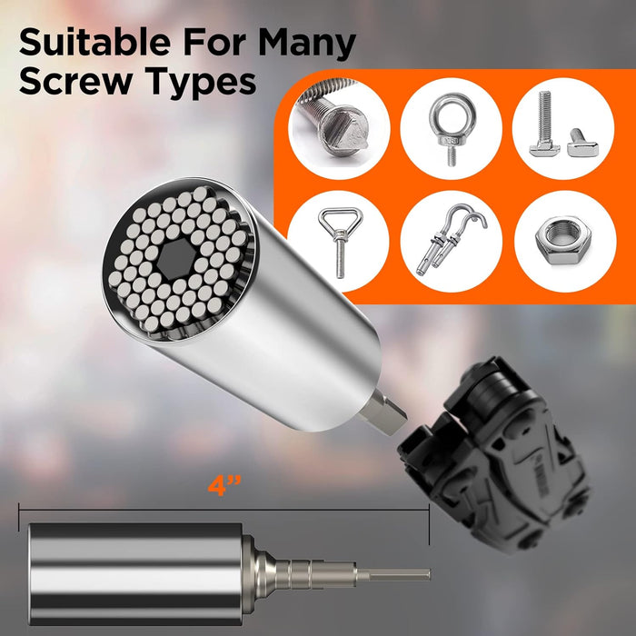 Universal Socket Adapter Compatible with Leatherman Flat Bit System - Skeletool, Surge, MUT, Wave Plus and Signal Multitool Kit Set (Multi-Tool Accessories)