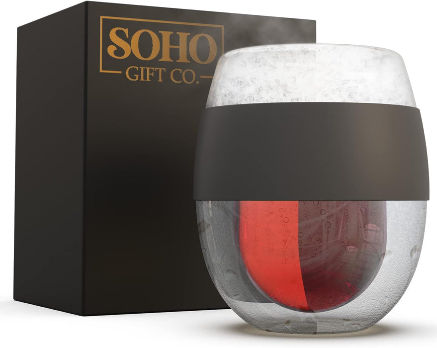 Unique Gift Idea for Wine Lover, Stemless Frozen Wine Glass - Insulated Chiller Freezer Cup, Freezable Liquid-Ice Double Wall (8.5oz) Gifts for Her/Women/Wife (Gift Boxed)