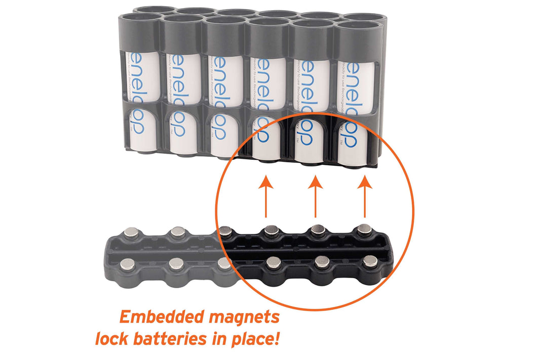 Magnetic AA 12 Pack Strip With Cradle - eZthings USA WE SORT ALL THE CRAZIEST GADGETS, GIZMOS, TOYS & TECHNOLOGY, SO YOU DON'T HAVE TO.