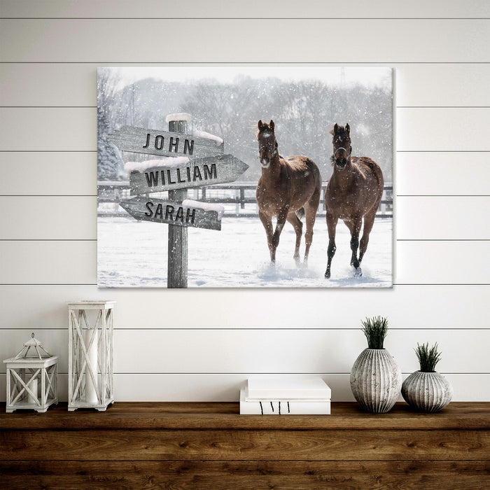 Snow Horses Vintage Name Sign