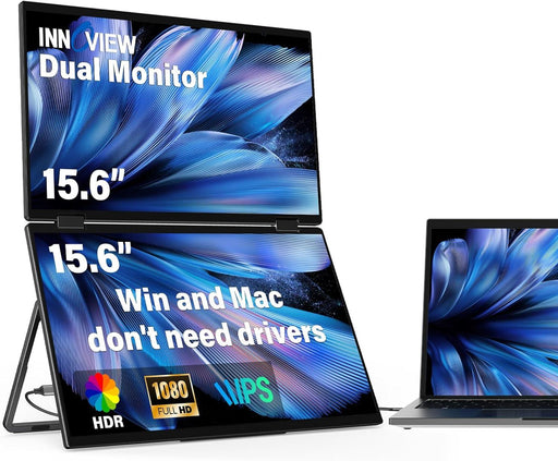 InnoView Foldable 15.6" Dual Portable Monitor-INVPM009-05B - eZthings USA WE SORT ALL THE CRAZIEST GADGETS, GIZMOS, TOYS & TECHNOLOGY, SO YOU DON'T HAVE TO.