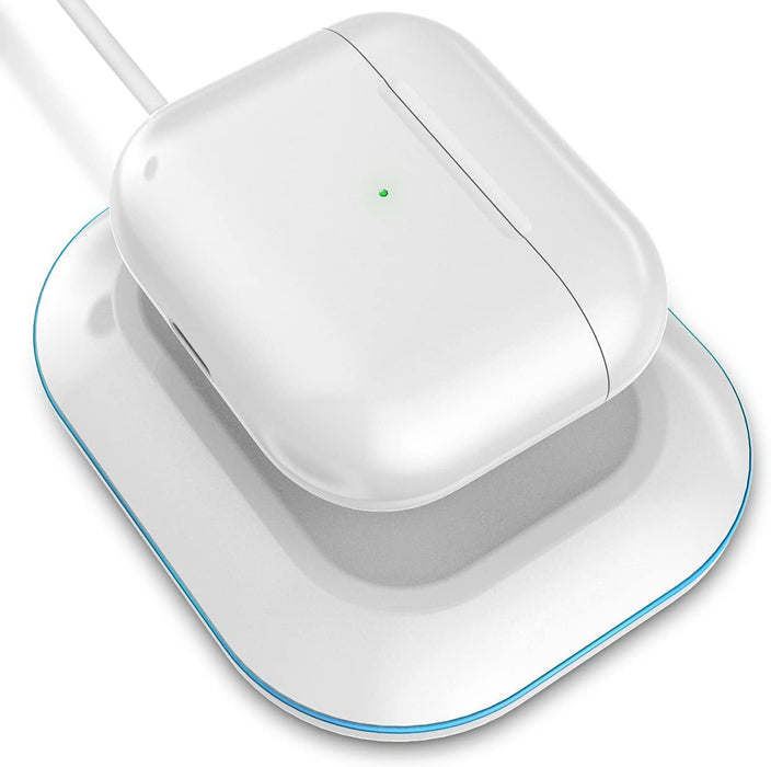 Wireless Charger Designed for Airpods Pro and 2nd / 3rd Gen Models - Magnetic Charging Alignment, Softglow Power Indicator (White)