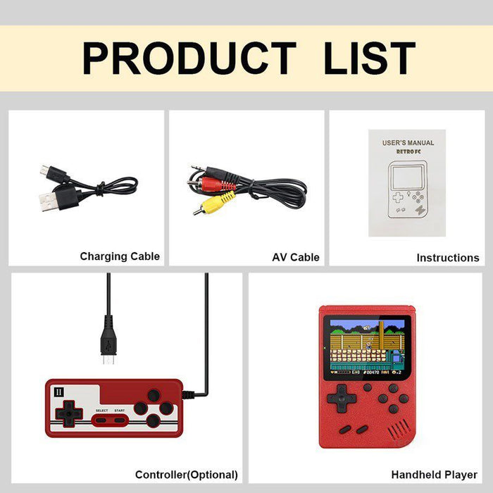 400-In-1 Handheld Game Console with 2 Player Controller & TV Connection