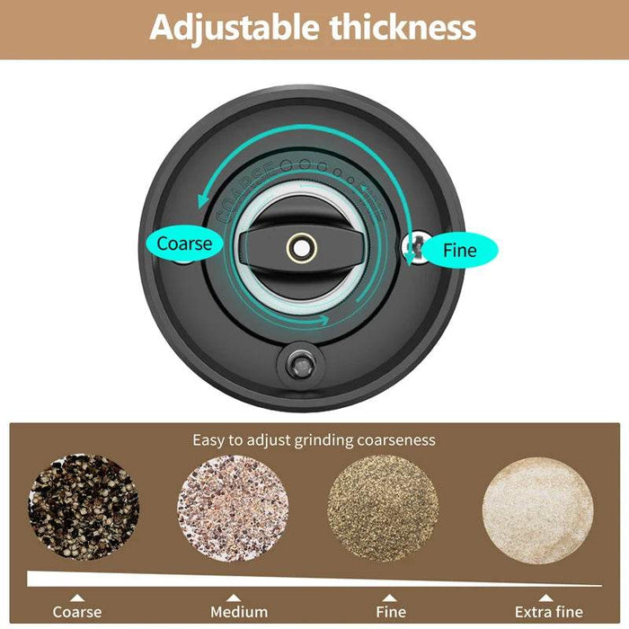 Rechargeable Electric Pepper Grinder – Adjustable Spice Mill - eZthings USA WE SORT ALL THE CRAZIEST GADGETS, GIZMOS, TOYS & TECHNOLOGY, SO YOU DON'T HAVE TO.