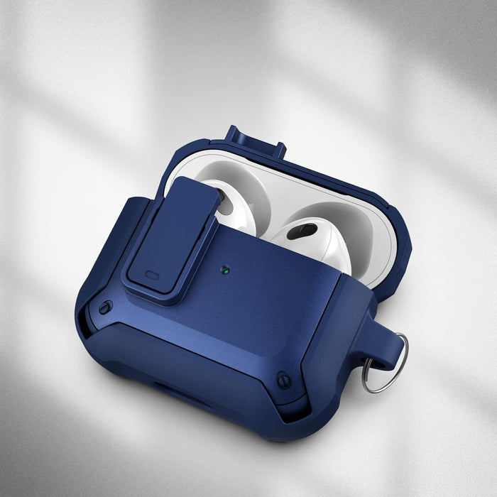 Compatible with Airpods Case 3rd Generation, Rugged Full-Body Protective Carrying Case with Keychain (Airpod 3 2021) Blue