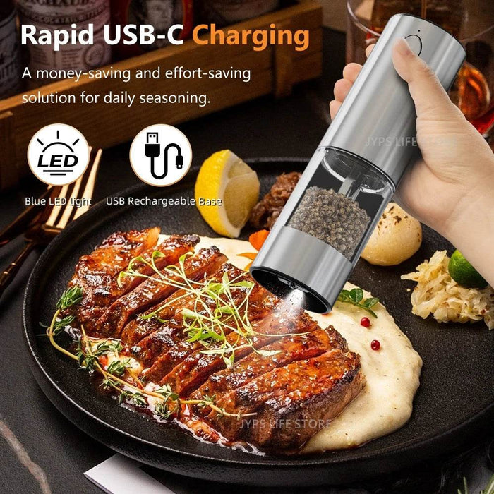 Rechargeable Electric Pepper Grinder – Adjustable Spice Mill - eZthings USA WE SORT ALL THE CRAZIEST GADGETS, GIZMOS, TOYS & TECHNOLOGY, SO YOU DON'T HAVE TO.