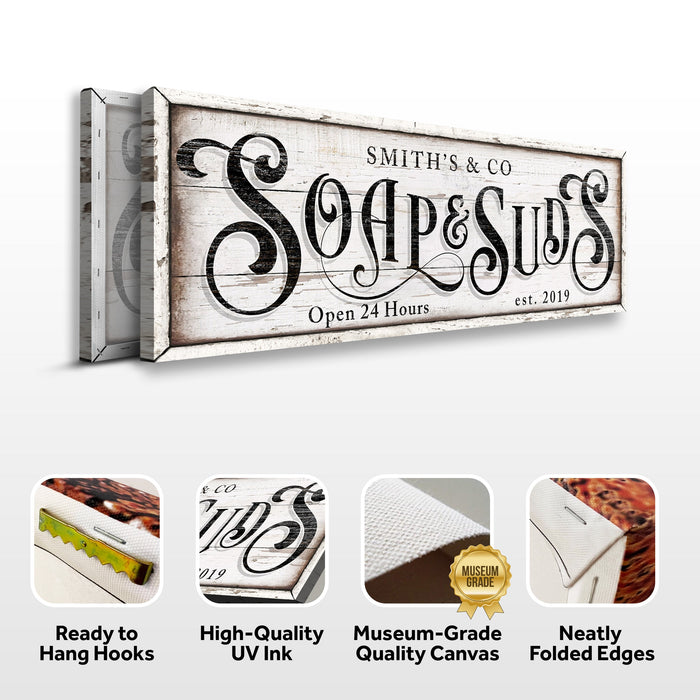 Personalized Soap And Suds Laundry Sign