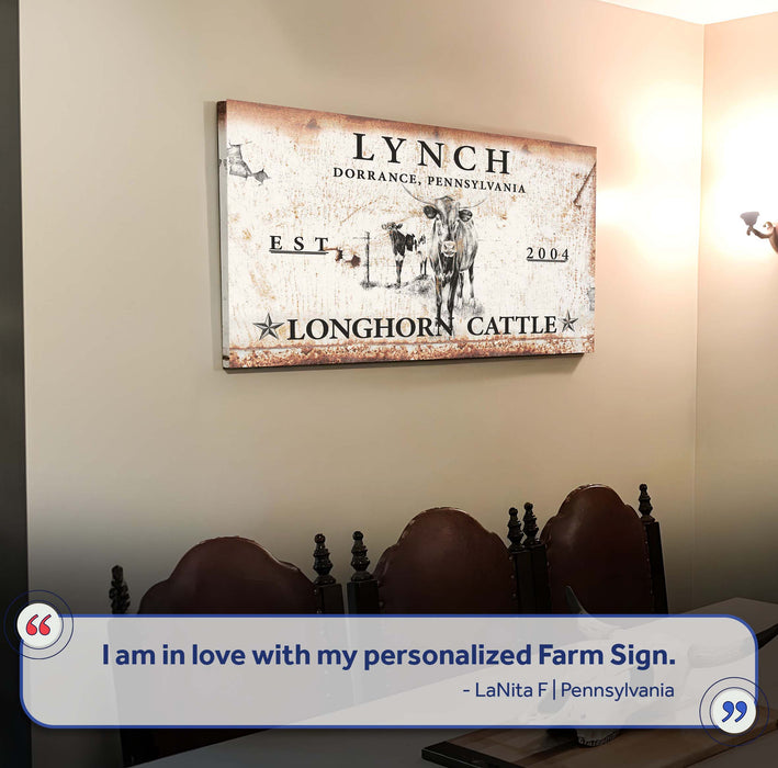 Longhorn Rustic Cattle Sign II