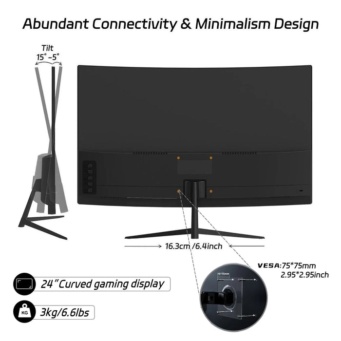 Rehisk 24Inch Micro-Curved 180Hz Full HD 1080P Gaming Monitor - RE241KV3 - eZthings USA WE SORT ALL THE CRAZIEST GADGETS, GIZMOS, TOYS & TECHNOLOGY, SO YOU DON'T HAVE TO.