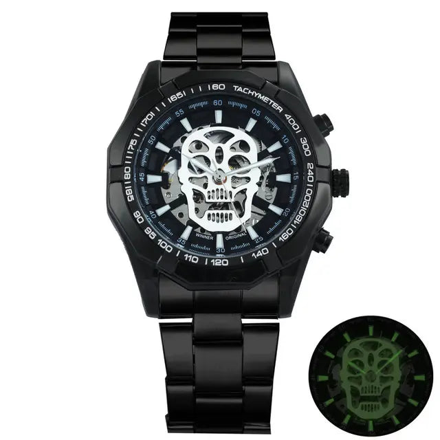 Mechanical Watch Men Skull Golden Stainless Steel Strap Skeleton Man Watch - eZthings USA WE SORT ALL THE CRAZIEST GADGETS, GIZMOS, TOYS & TECHNOLOGY, SO YOU DON'T HAVE TO.