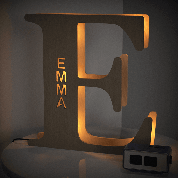 Personalised Wooden Letter Lamp Custom Name Alphabet Night Lights 19CM