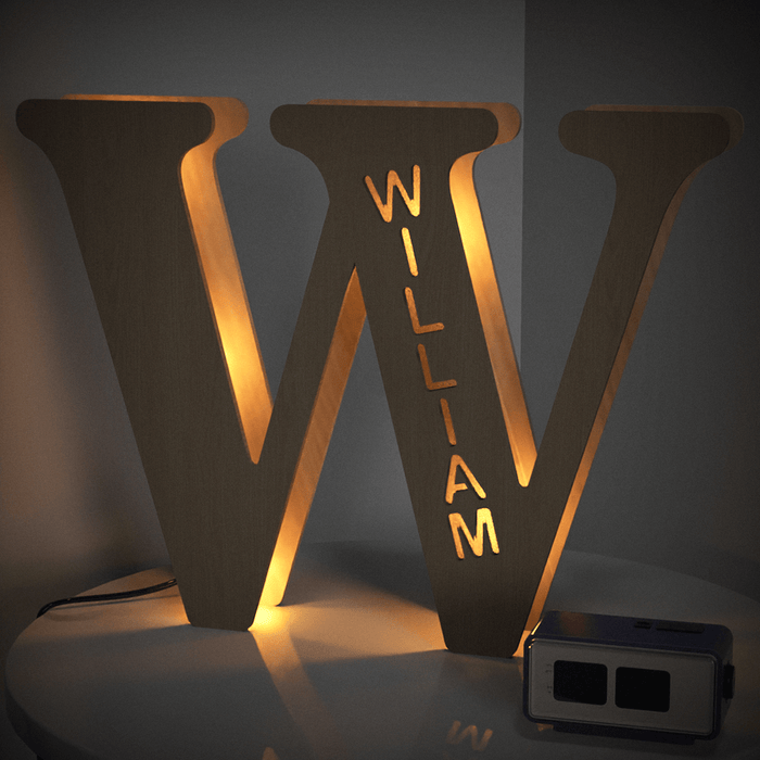 Personalised Wooden Letter Lamp Custom Name Alphabet Night Lights 19CM