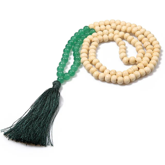 Boho Tribal Handmade Natural Stone Wood Necklace Female Long Black Wooden Beaded Fringe Tassel Necklaces for Women