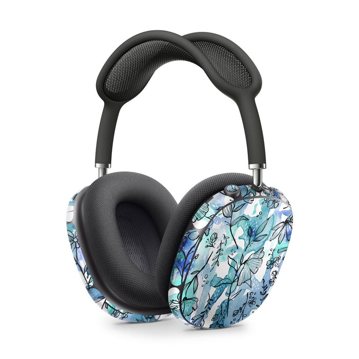 Blue Ink Floral - Apple AirPods Max Skin - eZthings USA WE SORT ALL THE CRAZIEST GADGETS, GIZMOS, TOYS & TECHNOLOGY, SO YOU DON'T HAVE TO.