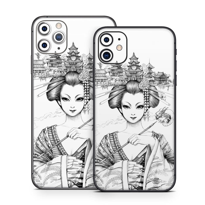 Geisha Sketch - Apple iPhone 11 Skin - eZthings USA WE SORT ALL THE CRAZIEST GADGETS, GIZMOS, TOYS & TECHNOLOGY, SO YOU DON'T HAVE TO.