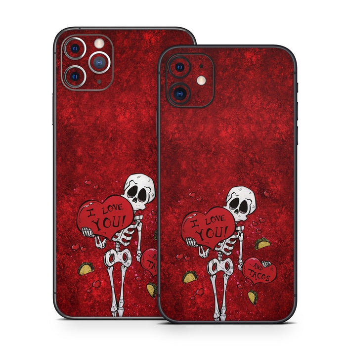 I Love You And Tacos - Apple iPhone 11 Skin - eZthings USA WE SORT ALL THE CRAZIEST GADGETS, GIZMOS, TOYS & TECHNOLOGY, SO YOU DON'T HAVE TO.