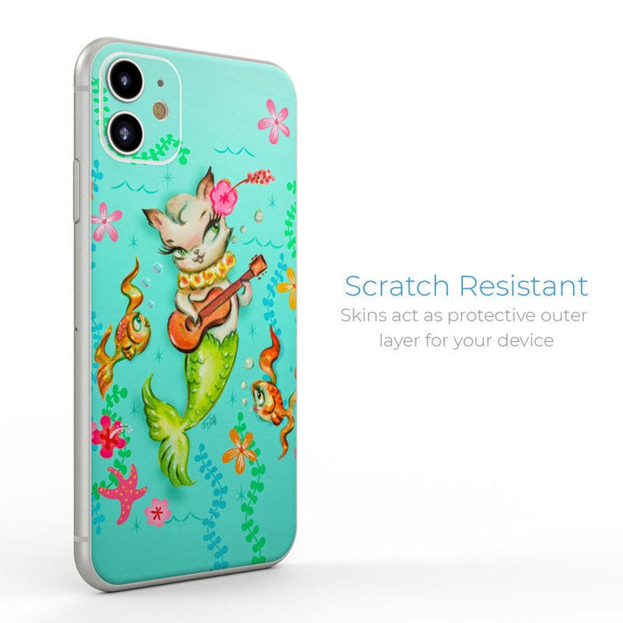 Merkitten with Ukelele - Apple iPhone 11 Skin - eZthings USA WE SORT ALL THE CRAZIEST GADGETS, GIZMOS, TOYS & TECHNOLOGY, SO YOU DON'T HAVE TO.