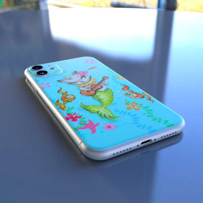 Merkitten with Ukelele - Apple iPhone 11 Skin - eZthings USA WE SORT ALL THE CRAZIEST GADGETS, GIZMOS, TOYS & TECHNOLOGY, SO YOU DON'T HAVE TO.
