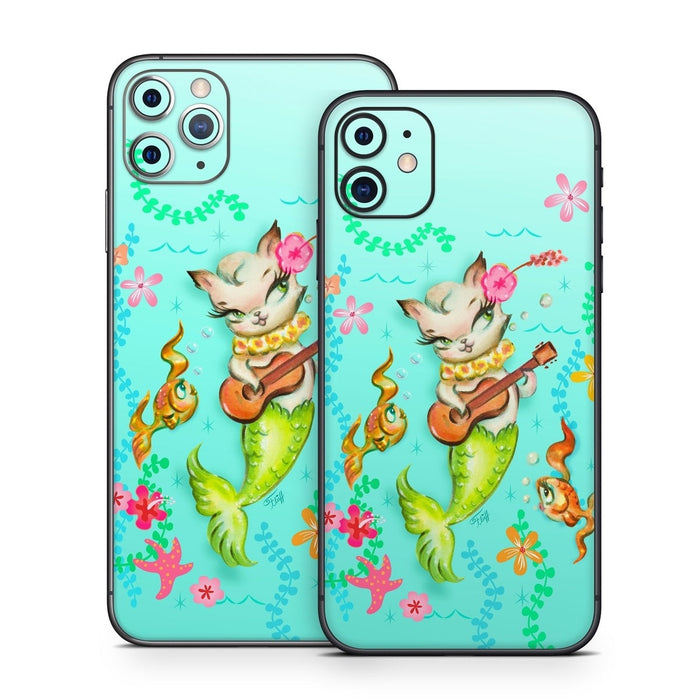 Merkitten with Ukelele - Apple iPhone 11 Skin - eZthings USA WE SORT ALL THE CRAZIEST GADGETS, GIZMOS, TOYS & TECHNOLOGY, SO YOU DON'T HAVE TO.