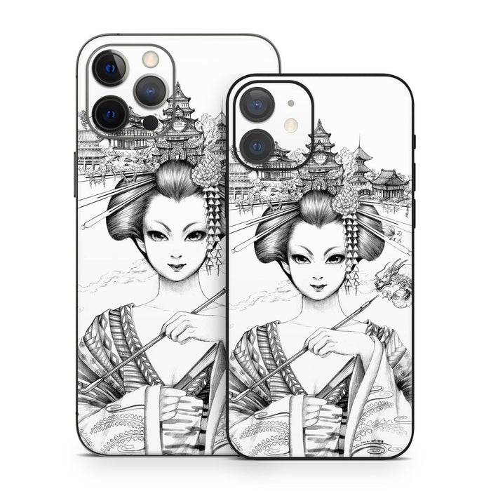 Geisha Sketch - Apple iPhone 12 Skin