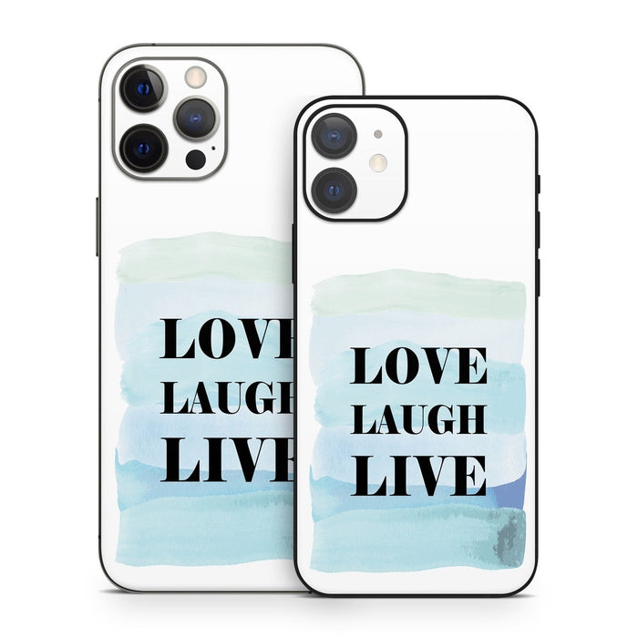 Love Laugh Live - Apple iPhone 12 Skin - eZthings USA WE SORT ALL THE CRAZIEST GADGETS, GIZMOS, TOYS & TECHNOLOGY, SO YOU DON'T HAVE TO.