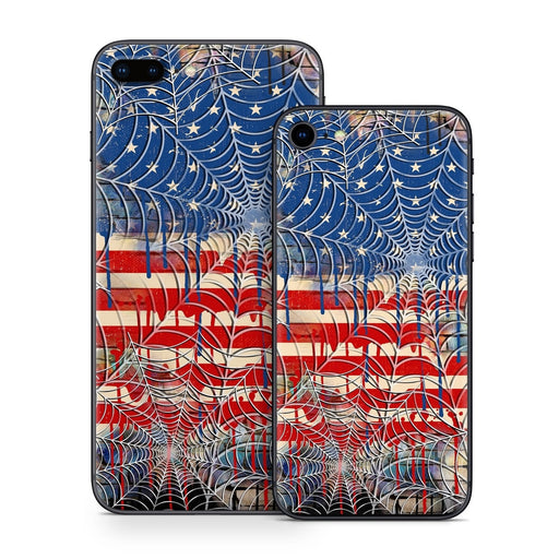 Cobweb Flag - Apple iPhone 8 Skin - eZthings USA WE SORT ALL THE CRAZIEST GADGETS, GIZMOS, TOYS & TECHNOLOGY, SO YOU DON'T HAVE TO.