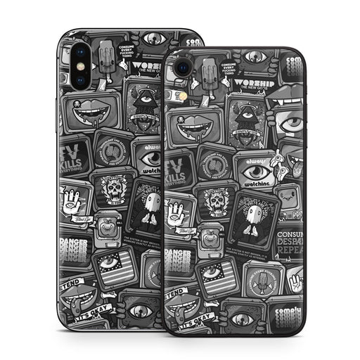 Distraction Tactic B&W - Apple iPhone X Skin - eZthings USA WE SORT ALL THE CRAZIEST GADGETS, GIZMOS, TOYS & TECHNOLOGY, SO YOU DON'T HAVE TO.