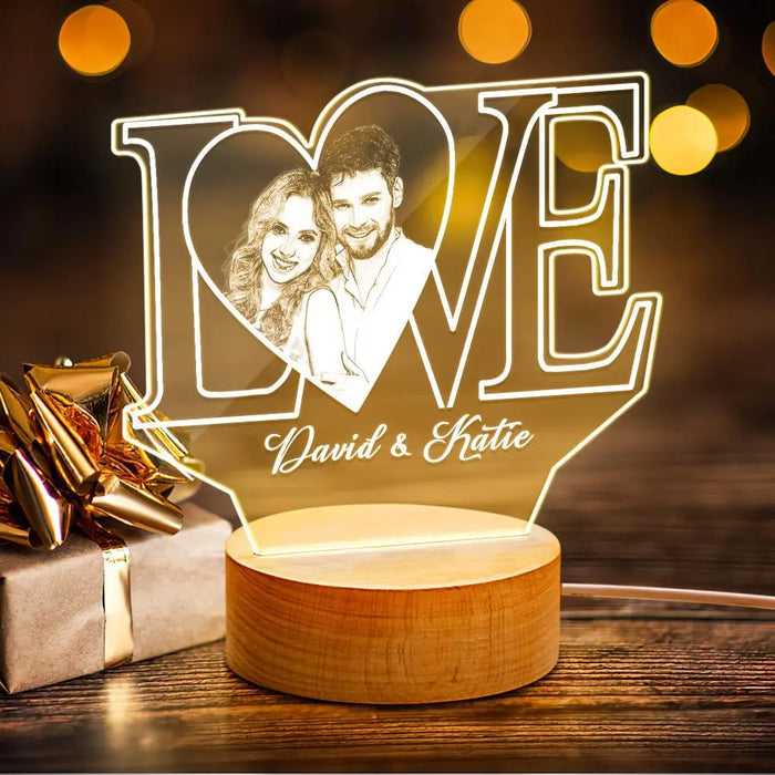 Personalized LOVE 3D Acrylic Night Light with Text & Photo - eZthings USA WE SORT ALL THE CRAZIEST GADGETS, GIZMOS, TOYS & TECHNOLOGY, SO YOU DON'T HAVE TO.