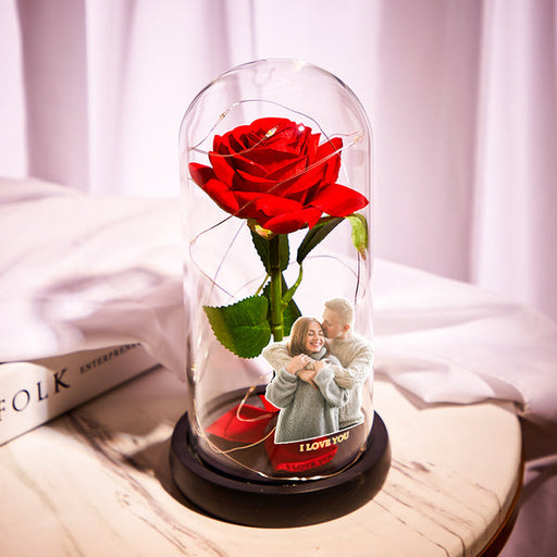 Custom Photo Text Led Night Light Glass Cover Eternal Red Rose Flower Home Desktop Decoration - eZthings USA WE SORT ALL THE CRAZIEST GADGETS, GIZMOS, TOYS & TECHNOLOGY, SO YOU DON'T HAVE TO.