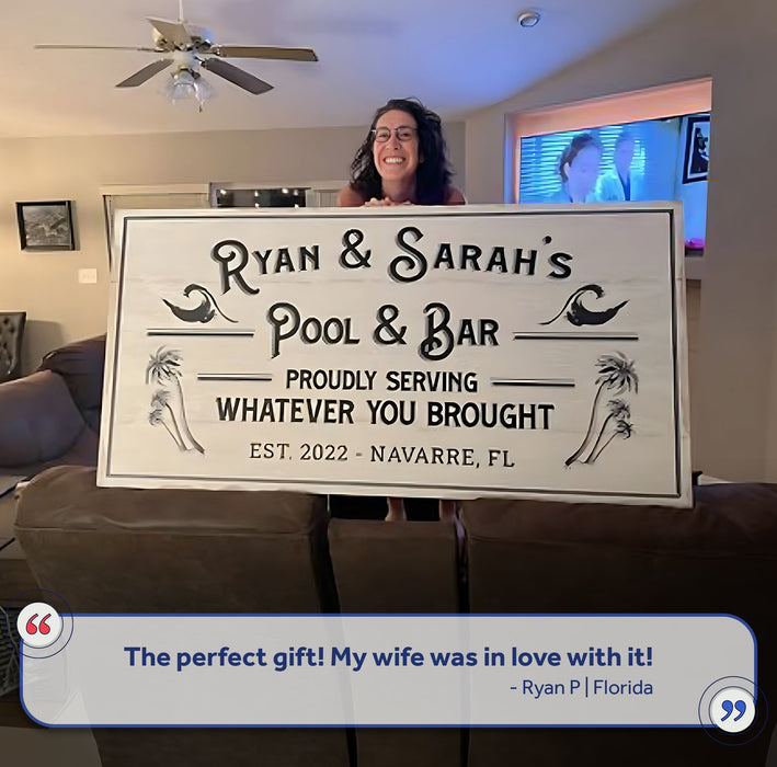 Personalized Rustic Pool Sign