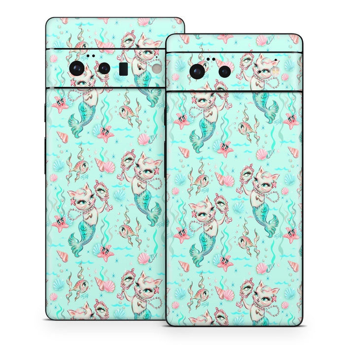 Merkittens with Pearls Aqua - Google Pixel 6 Skin