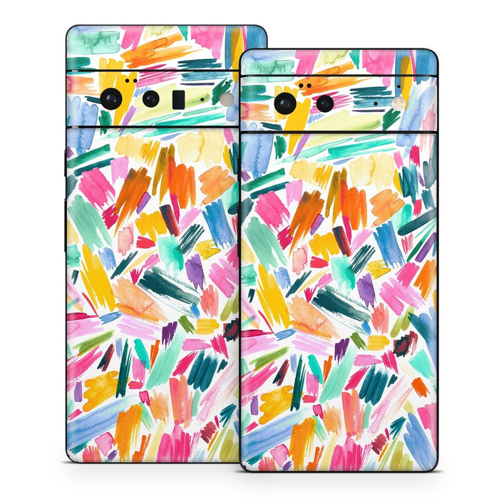 Watercolor Colorful Brushstrokes - Google Pixel 6 Skin - eZthings USA WE SORT ALL THE CRAZIEST GADGETS, GIZMOS, TOYS & TECHNOLOGY, SO YOU DON'T HAVE TO.