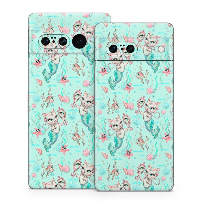 Merkittens with Pearls Aqua - Google Pixel 7 Skin