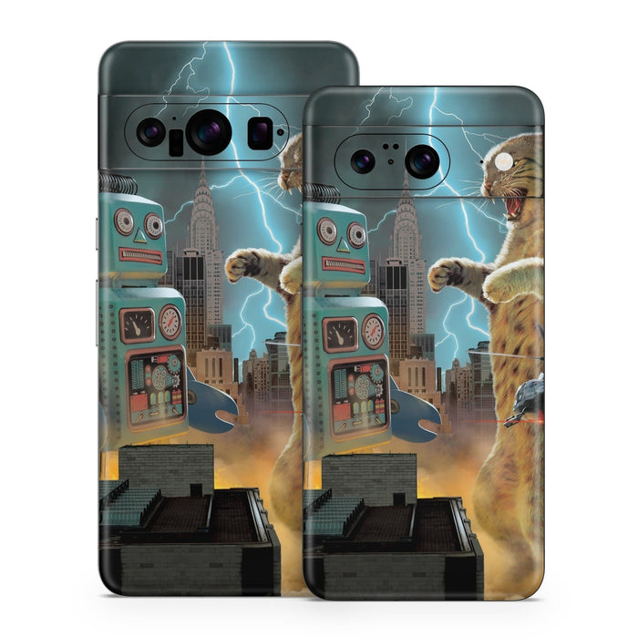 Catzilla Vs Robot - Google Pixel 8 Skin