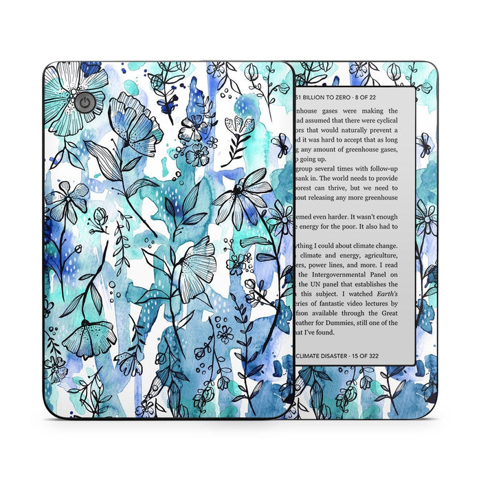 Blue Ink Floral - Kobo Clara 2E Skin