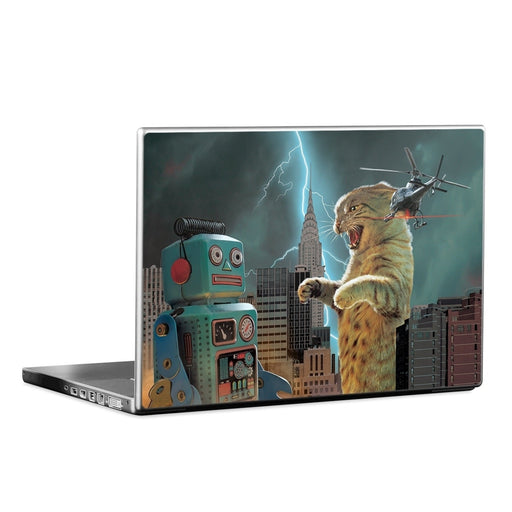 Catzilla Vs Robot - Laptop Lid Skin - eZthings USA WE SORT ALL THE CRAZIEST GADGETS, GIZMOS, TOYS & TECHNOLOGY, SO YOU DON'T HAVE TO.