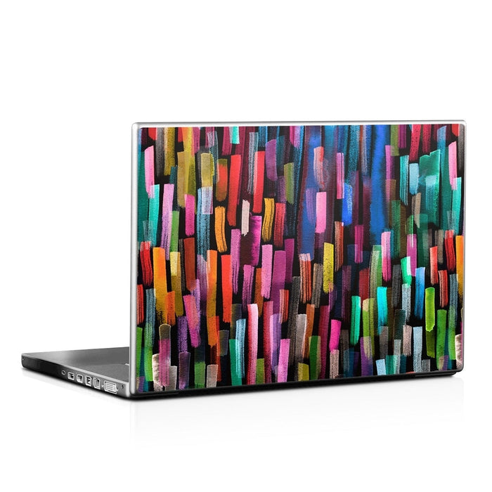 Colorful Brushstrokes Black - Laptop Lid Skin