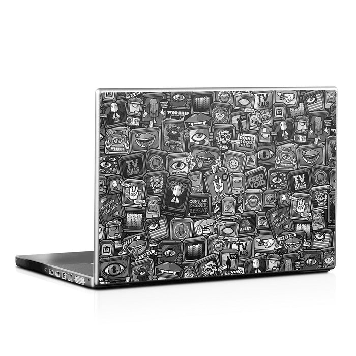 Distraction Tactic B&W - Laptop Lid Skin