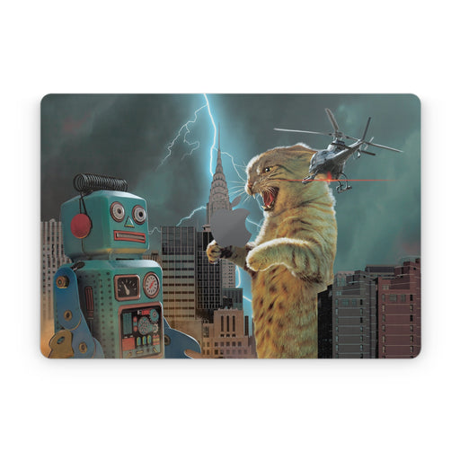 Catzilla Vs Robot - Apple MacBook Skin - eZthings USA WE SORT ALL THE CRAZIEST GADGETS, GIZMOS, TOYS & TECHNOLOGY, SO YOU DON'T HAVE TO.