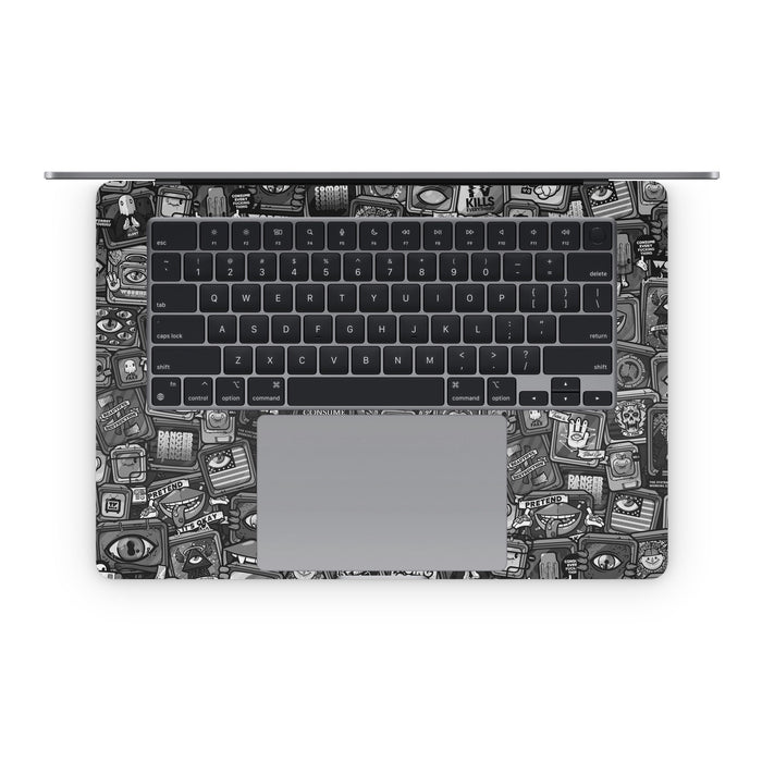 Distraction Tactic B&W - Apple MacBook Skin - eZthings USA WE SORT ALL THE CRAZIEST GADGETS, GIZMOS, TOYS & TECHNOLOGY, SO YOU DON'T HAVE TO.