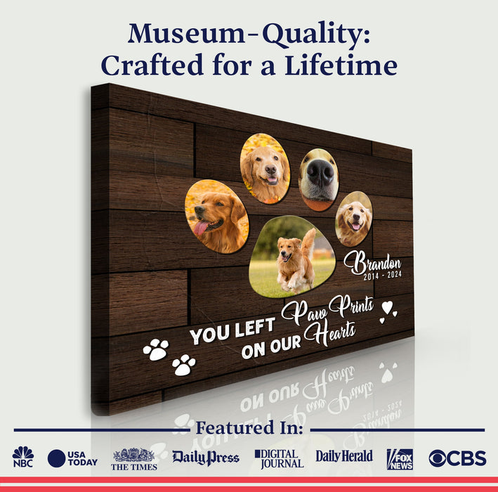 Pet Memorial Sign You Left Paw Prints On Our Hearts