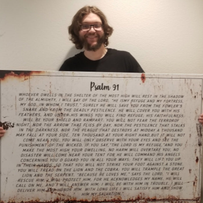 Psalm 91: He Is My Refuge – Rustic Christian Wall Art for Living Room, Religious Decor for Home