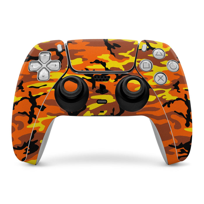 Orange Camo - Sony PS5 Controller Skin - eZthings USA WE SORT ALL THE CRAZIEST GADGETS, GIZMOS, TOYS & TECHNOLOGY, SO YOU DON'T HAVE TO.