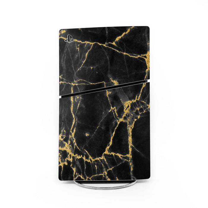 Black Gold Marble - Sony PS5 Slim Skin - eZthings USA WE SORT ALL THE CRAZIEST GADGETS, GIZMOS, TOYS & TECHNOLOGY, SO YOU DON'T HAVE TO.