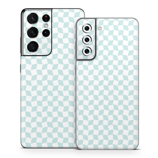 Checker Light Blue - Samsung Galaxy S21 Skin - eZthings USA WE SORT ALL THE CRAZIEST GADGETS, GIZMOS, TOYS & TECHNOLOGY, SO YOU DON'T HAVE TO.