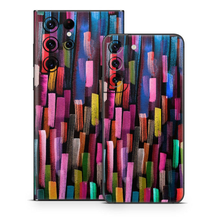 Colorful Brushstrokes Black - Samsung Galaxy S22 Skin