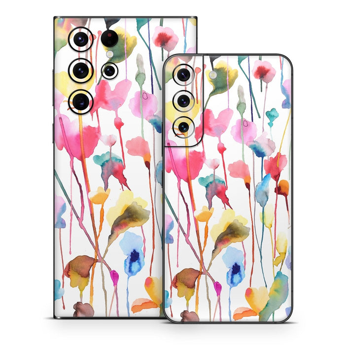 Watercolor Wild Flowers - Samsung Galaxy S22 Skin