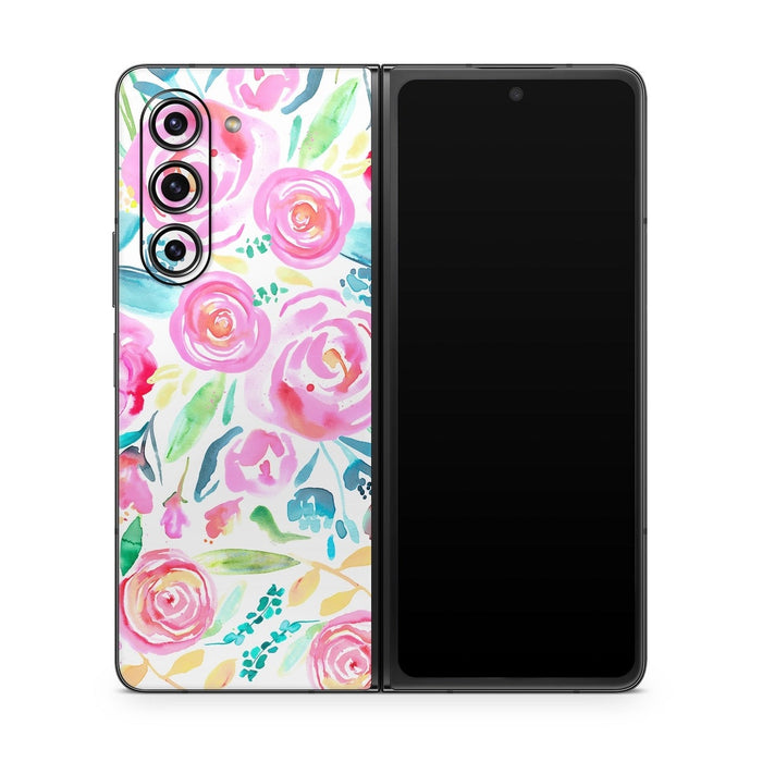 Watercolor Roses - Samsung Galaxy Z Fold5 Skin
